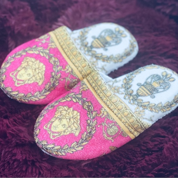 Pink Versace Baroque Slippers - Picture 1 of 4
